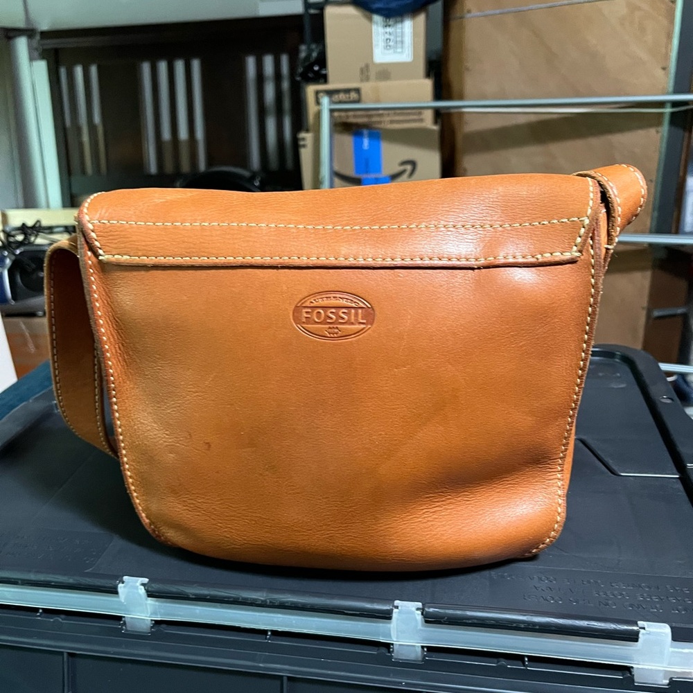 Fossil Brown Leather Messenger Bag